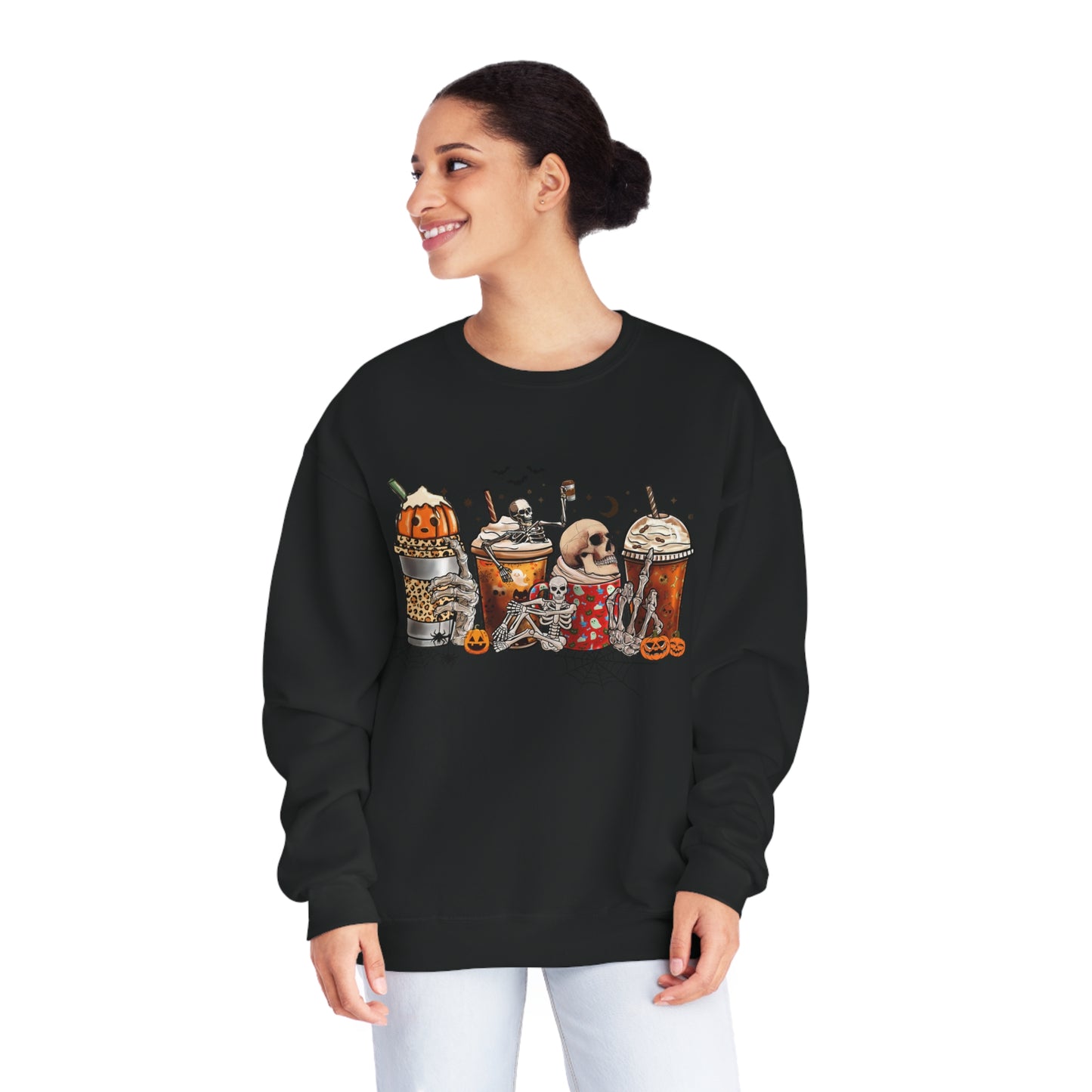 Pumpkin Skull Coffee Cups sweatshirt