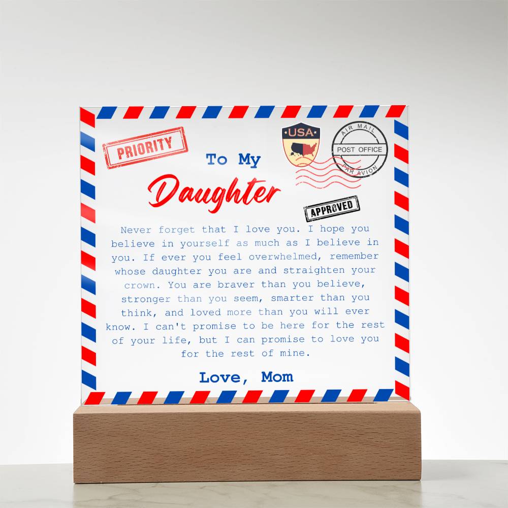 To My Daughter Plaque | Love, Mom