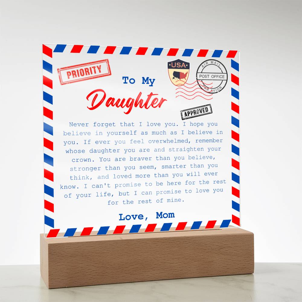 To My Daughter Plaque | Love, Mom