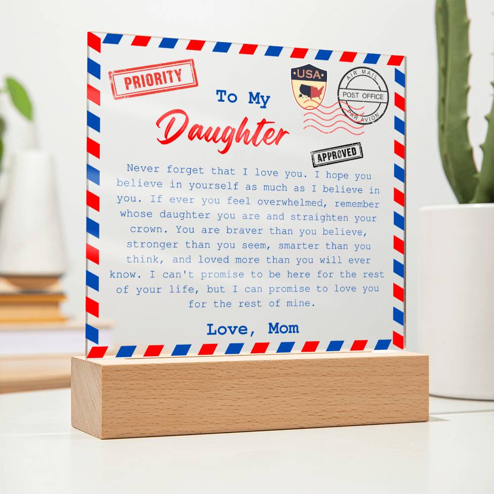 To My Daughter Plaque | Love, Mom