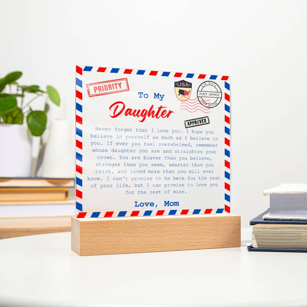 To My Daughter Plaque | Love, Mom