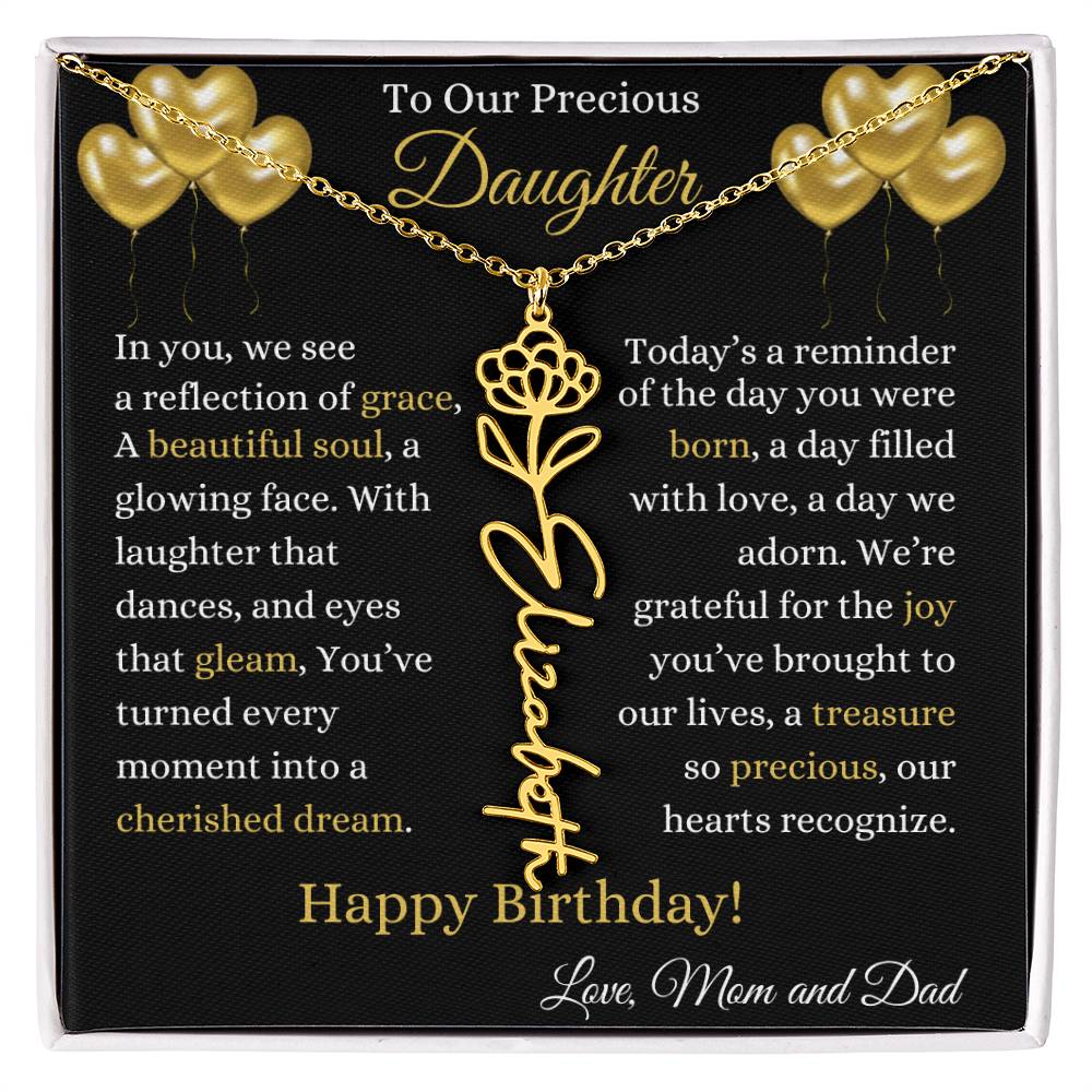 To Our Precious Daughter | Birthday Flower Necklace